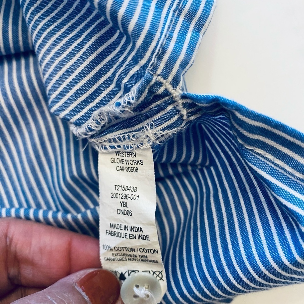 Jag Jeans Blue Ruffled Tie Front Long Sleeve Blouse - Picture 6 of 7